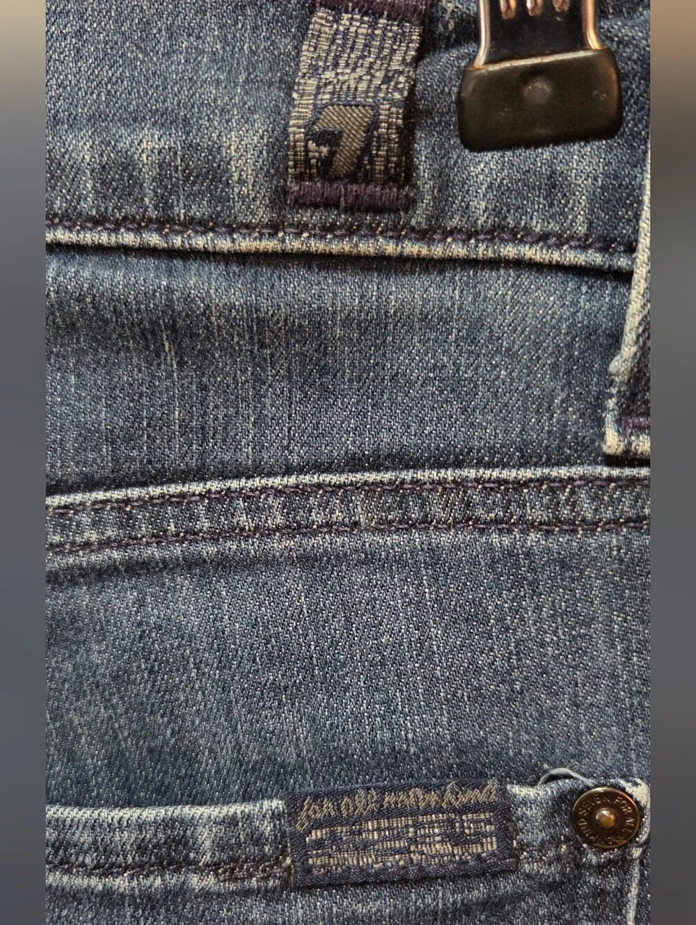 7 for All Mankind Jeans Slimmy Washed  Blue Denim Jeans, Tapered Legs, 34x32